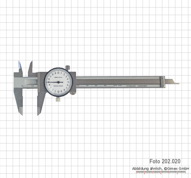 Uhren-Messschieber, 100 x 0,02 mm